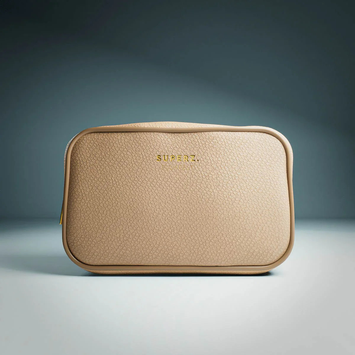 Premium vegan leather cosmetic bag - beige - Image 4